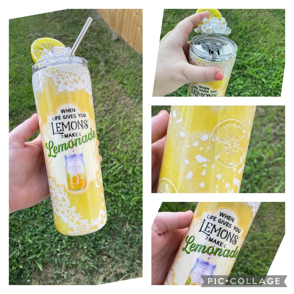 Glittered Yellow Lemonade Tumbler